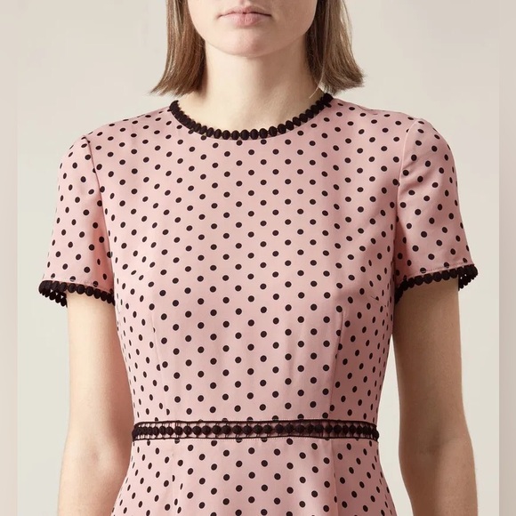 Hobbs London Maria Polka Dot Size 4 Blush Pink Fit & Flare Midi Dress - Picture 2 of 16